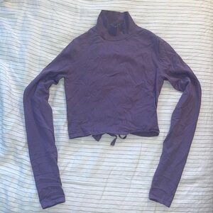 Aritzia Sunday Best Purple Open Back Mock Neck Crop Top Long Sleeve